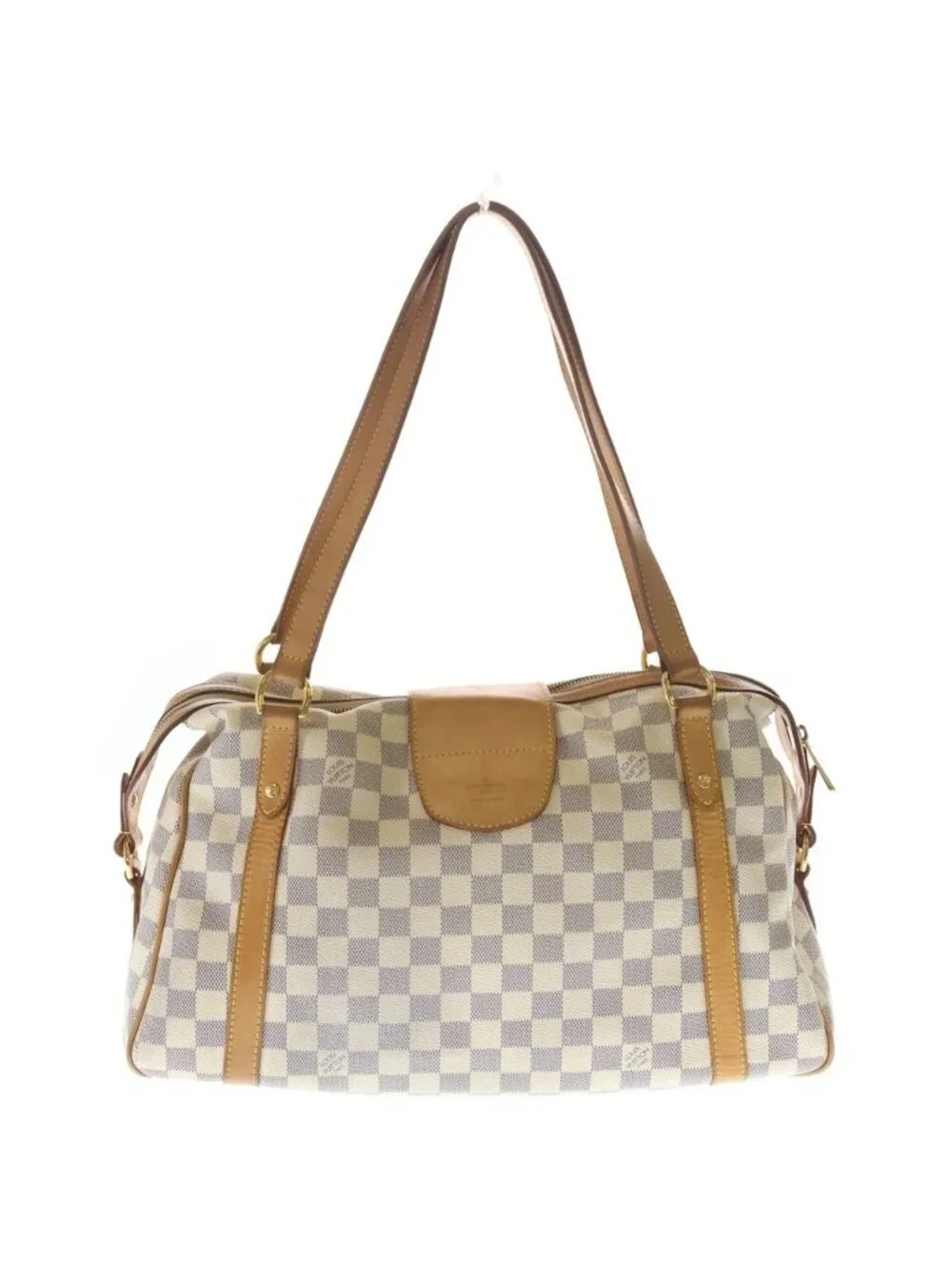 Louis Vuitton Damier Azur Strethe GM Handbag Ivory Brown Leather Gold